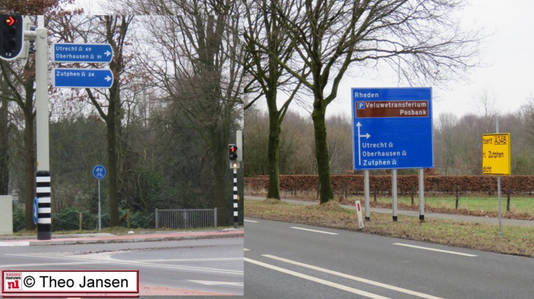 Spellingsfaal 'Zuthpen' aangepast op wegbewijzering Velp